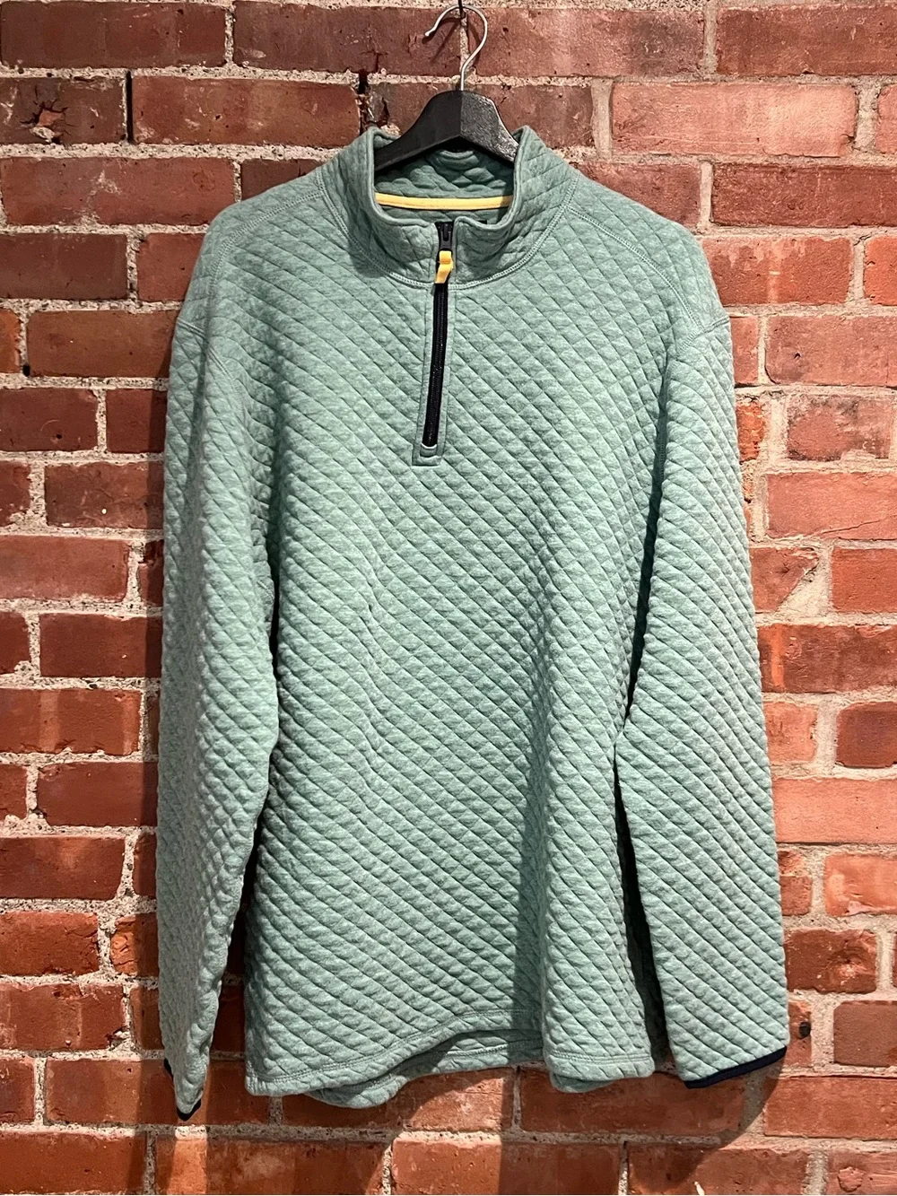 J. Crew Quilted Quarter-Zip Fleece Men's Size XL Heather Oregano Green